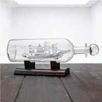 Bouteille en verre flottante en forme de voilier, ornement en cristal, design micro-paysage, bouchon couronne, estampage doré