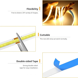 Lampu <span class=keywords><strong>Strip</strong></span> <span class=keywords><strong>LED</strong></span> USB 5V 320LEDs/M, lampu pita lampu COB <span class=keywords><strong>LED</strong></span> putih hangat DIY pencahayaan ruang dapur lampu belakang cermin TV - Product Image 4