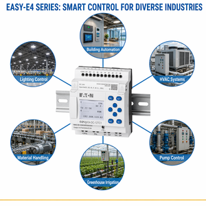 Unidad Base Eaton <span class=keywords><strong>EasyE4</strong></span> AC-12RC1 PLC 12 E/S 8DI 4RO Reloj 100-240V CA Riel DIN Controlador Lógico Programable CE ISO - Product Image 2