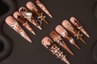 ENNA Ongles Press-On Gothiques Pré-découpés Imperméables 10 pièces en ABS, Longs, Carrés, Motifs Papillon et Stiletto, pour Doigts