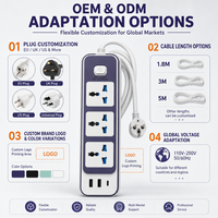 Multiprise universelle 3 voies avec double port USB Type C et interrupteur principal, idéale pour appartement, directement de l'usine OEM
