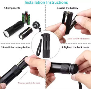 MINI Aluminum Alloy <b>UV</b> <b>Flashlight</b> 9 LED AAA Battery Ultraviolet Light 395NM Torch High CRI 80 1-Year Warranty - Product Image 5