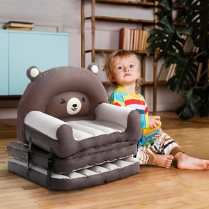 PVC <b>Inflatable</b> Kids Air <b>Sofa</b> Bed Mattress 73"Dx27.5"Wx19.5"H Toddler Flocked Couch Bed with Armrest - Product Image 4