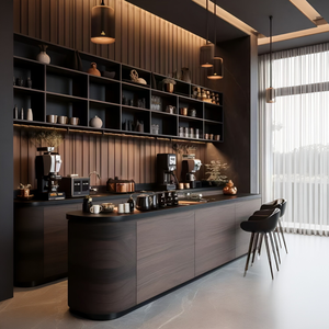 Conception 3D personnalisée d'armoires de cuisine en <span class=keywords><strong>placage</strong></span> de bois, portes écologiques, armoire de rangement pour un style italien moderne - Product Image 1