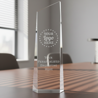 Trophées en cristal classiques personnalisés DIAOCAI avec plaque de base noire, cadeau d'affaires gravé au laser