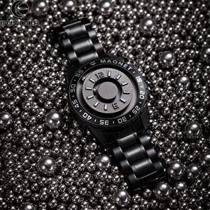 Eutour Montre magnétique innovante en métal pour hommes Montres à quartz simples haut <span class=keywords><strong>de</strong></span> gamme avec bracelet en acier inoxydable Montre originale Relojes - Product Image 1