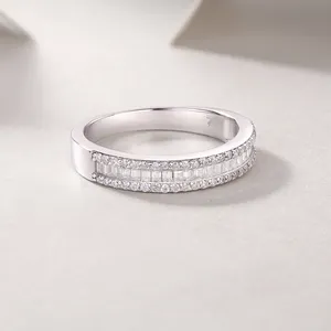 Kadın parmak söz 925 gümüş mozanit yüzük düğün güzel takı tektaş yüzük altın kaplama Band erkekler için