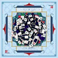 Tapis de Mahjong américain Navy Rose avec tuiles rayées vertes pour les soirées de jeu en couple