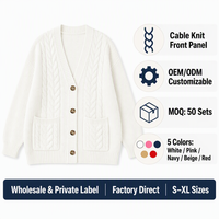 Cardigan surdimensionné personnalisé pour femme, col en V, tricot torsadé, boutons, poches plaquées, manches longues, vente en gros OEM, marque privée, commande en gros