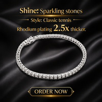Bracelet Tennis Tianyu 3mm DEF Moissanite Plaqué Or 18K Argent Sterling 925 Chaîne Tennis 6 à 9 Pouces Prêt à Expédier Vente en Gros