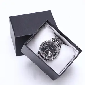 Groothandel 2 Stuks Deksel En Base Dozen Vierkante Goedkope Oem Custom Papier Zwart Karton Luxe Horloge Doos Verpakking