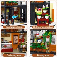 1454 PCS Floral Coffee House avec effets de lumière Blocs de construction Jouet pour enfants-Jeu créatif sur le thème de la nature et modèles personnalisables