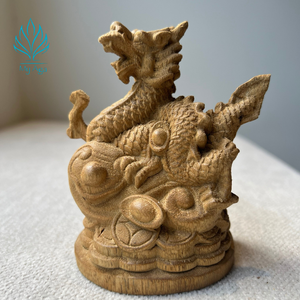 Statue du Zodiaque Asiatique Premium en Bois d'Agar Sculpté Feng Shui – Statue du Dragon Faite à la Main en Bois Artisanat Unique - Product Image 4