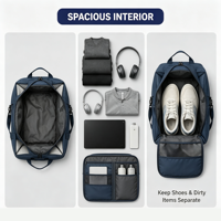 Sac de sport extensible imperméable avec compartiment à chaussures, grande capacité, sac de voyage pour hommes et femmes