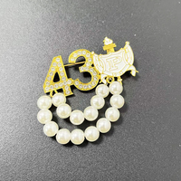 Broche en perles de plastique plaquées or de 8 mm avec lettres grecques en strass, organisation de la sororité PHILO 1943, pour cadeau de mariage