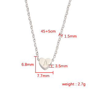 Collana con Ciondolo a Forma di Cuore in Acciaio Inossidabile Placcato Argento con Iniziale, 26 Lettere Disponibili, Bestseller per Donne e Ragazze - Product Image 2