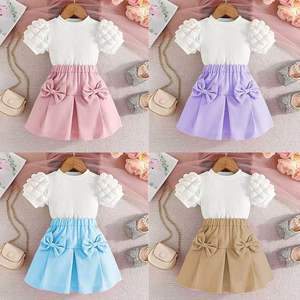 2025 haute qualité été vêtements pour enfants deux pièces coton à manches courtes Shorts pour 4 à 7 ans filles - Product Image 1