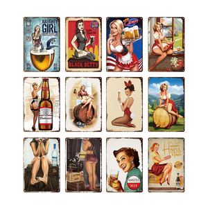 Vente en gros de plaques métalliques décoratives en étain, thème 'Boire de la bière', collection 'Heure du vin japonais', décoration murale artistique, cadeau pour bar, pub, 'man cave'. En promotion. - Product Image 3