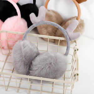 Anfamily Merry Christmas Antlers Earmuff - Style européen et américain, <span class=keywords><strong>fausse</strong></span> <span class=keywords><strong>fourrure</strong></span>, automne-hiver, confortable, moelleux, bandeau en peluche - Product Image 2