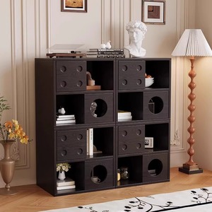 Modular Solid Wood Storage Cabinet Living Room Bedroom Combination Unit With <b>Drawers</b> And Shelves For Home Organization - Product Image 3