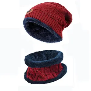 Eleganti berretti e sciarpe invernali addensati e in pile caldi cappelli caldi in maglia acrilica morbida