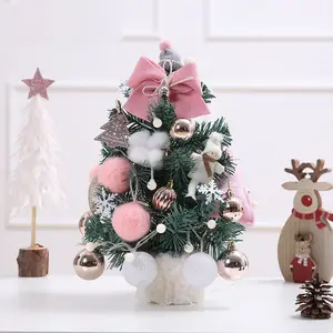 Novelty Gifts Artificial Creative Luxury Mini Christmas PE tree with LED light table decoration Desktop small tree ornaments