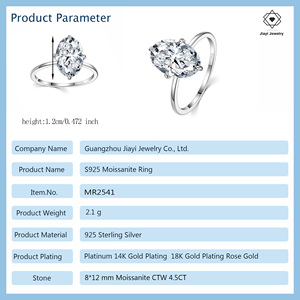 <span class=keywords><strong>Bague</strong></span> de fiançailles <span class=keywords><strong>solitaire</strong></span> ovale de luxe en moissanite 4,5 CTW, argent sterling S925, bijoux fins - Product Image 2