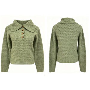 Suéter Vintage para Mujer, Tejido Grueso, con Botones, Color Verde Salvia, Tejido Suave, Ropa de Invierno <span class=keywords><strong>Retro</strong></span> y Moderna para Mujer - Product Image 3