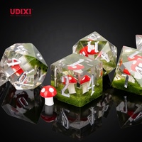 Pour Udixi Donjons et Dragons personnalisables Ensemble de dés polyédriques à tranchants 7 pièces en résine de champignon rouge pour jeux RPG