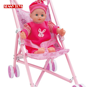 Les filles font semblant <span class=keywords><strong>de</strong></span> jeu <span class=keywords><strong>de</strong></span> <span class=keywords><strong>maison</strong></span> 14 pouces bricolage bébé fer matériel pliable jouets poussette poupée avec le son - Product Image 3