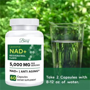 תוסף תזונה פרטי NAD+ רסברטרול קואנזים Q10 ויטמין להגברת אנרגיה תאית, אנטי אייג'ינג, 60 כמוסות, יוניסקס, למבוגרים - Product Image 5