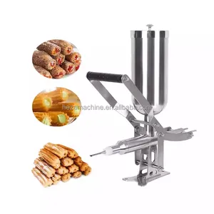 Free Shipping Stainless Steel 2l Manual Churros Machine With 3 Nozzles Deep Fried Dough Sticks Manual Filling Machine