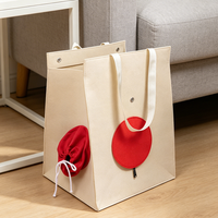 Sac de transport portable en feutre pour chat, respirant, avec veilleuse, fermeture à cordon, rideau enroulable, poignée, nid douillet pour chaton