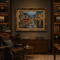 Peinture à l'huile de paysage urbain de Paris de style vintage de luxe, grande taille, peinture à l'huile de paysage personnalisée pour salon