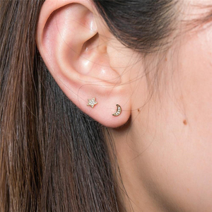 Boucles d'oreilles clous ROXI Fashion Ins Style étoile lune diamant en argent sterling S925 - Product Image 4