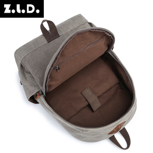 <span class=keywords><strong>Sac</strong></span> à <span class=keywords><strong>dos</strong></span> unisexe ZUOLUNUO personnalisé en toile vintage avec garniture en <span class=keywords><strong>cuir</strong></span>, idéal pour les voyages décontractés et l'école, pour hommes et femmes - Product Image 5