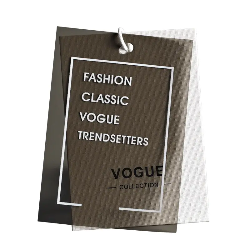 Targhette per vestiti in PVC stampate personalizzate con cartellini per vestiti in PVC smerigliato di carta e etichette per stringhe