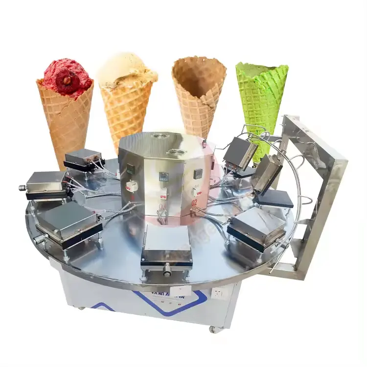 Semi Automatic Ice Cream Waffle Cone Maker Making Machine / Wafer Icecream Pizza Cone Making Machine