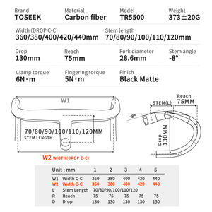 <span class=keywords><strong>Manillar</strong></span> integrado de carretera de carbono <span class=keywords><strong>TOSEEK</strong></span> TR5500, <span class=keywords><strong>manillar</strong></span> de carbono de 28,6mm con soporte para ordenador de bicicleta, accesorios para <span class=keywords><strong>manillar</strong></span> de bicicleta - Product Image 5