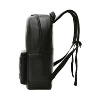 Sac à dos d'affaires classique en cuir PU vegan personnalisé en usine, bleu marine et noir, pour l'école et les voyages, sacs à dos pour ordinateur portable pour hommes