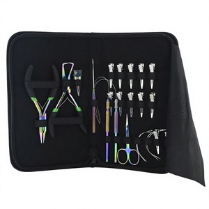 Stainless Steel Hair Extension Sustainable Pliers Tools Kit Set With <b>Crochet</b> <b>Hook</b> Pulling Loop styling Clips Scissor Finger - Product Image 1