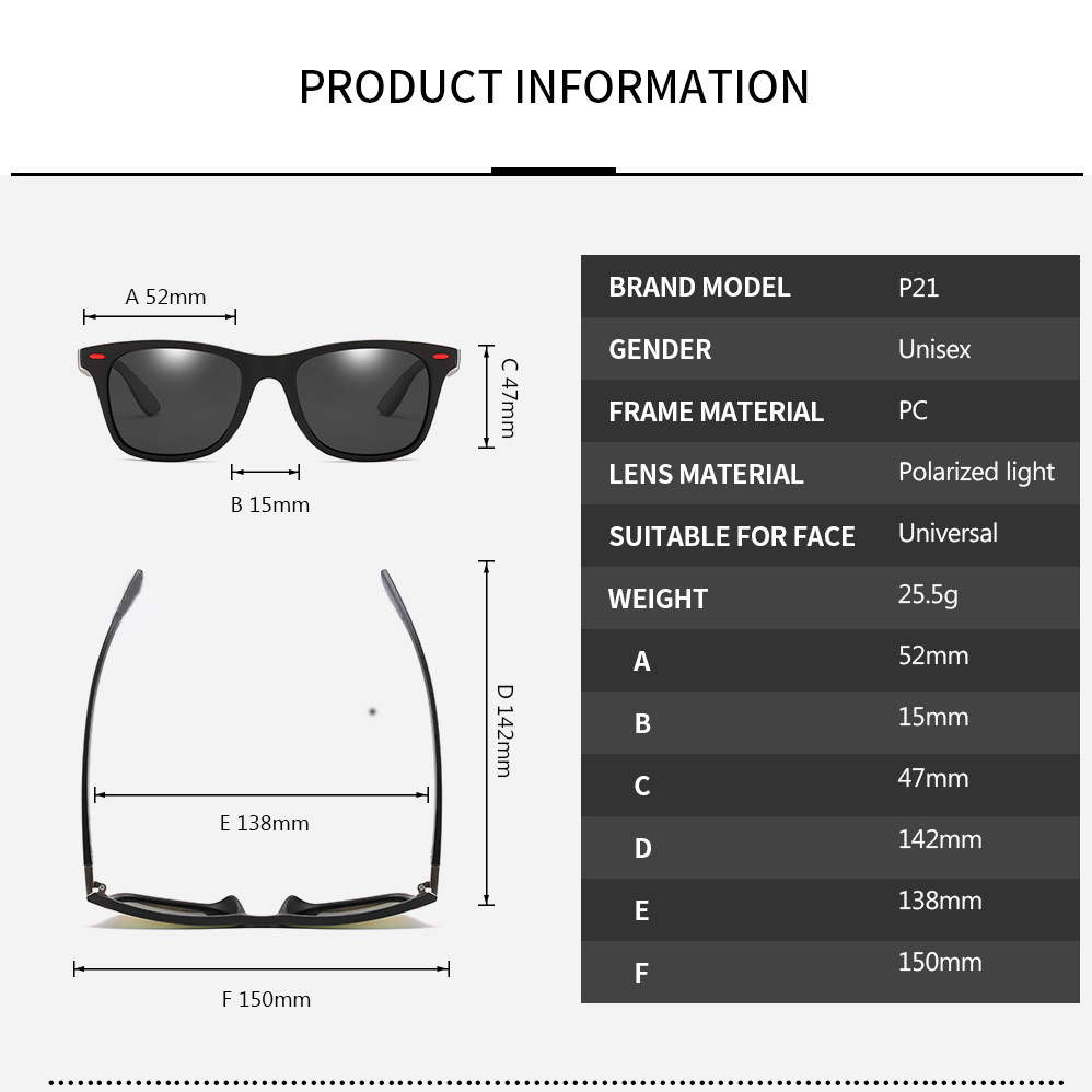 P21 Custom Logo Classic Vintage Polarized Mens Sunglasses