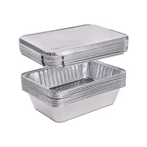 Contenedores de papel de aluminio desechables para llevar Bandeja de aluminio Barquette 700cc con tapa de plástico