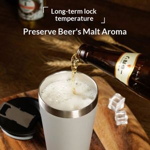 Wholesale 17oz Thermal Metal Insulated Stainless Steel Coffee Tumbler Beer Cup with Opener Lids - Product Image 2
