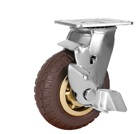 Roue pivotante industrielle robuste en caoutchouc mousse de 4, 5, 6, 8 pouces avec plaque supérieure et double roulement à billes pour chariot