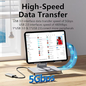 Station d'accueil pour support de tablette HUB USB C 9-en-1 4K60Hz HD USB3.0 5Gbps 1000Mbps Support de transfert de données Ethernet pour tablette téléphone - Product Image 4