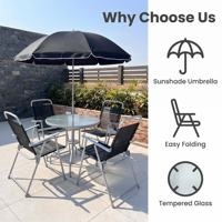 Ensemble de mobilier de patio extérieur 6 pièces en gros, avec chaises pliantes à structure métallique durable, table résistante aux UV et parasol