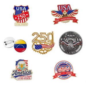 Broche en alliage avec motif drapeau étoilé pour la Fête de l'Indépendance, couleurs riches, texture premium, personnalisable, badge commémoratif créatif - Product Image 6