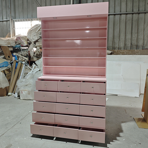 Meubles de salon de beauté, armoire de présentation <span class=keywords><strong>en</strong></span> bois orange, étagère moderne de luxe pour vernis à <span class=keywords><strong>ongles</strong></span>, étagères de salon avec tiroirs de rangement et éclairage - Product Image 3