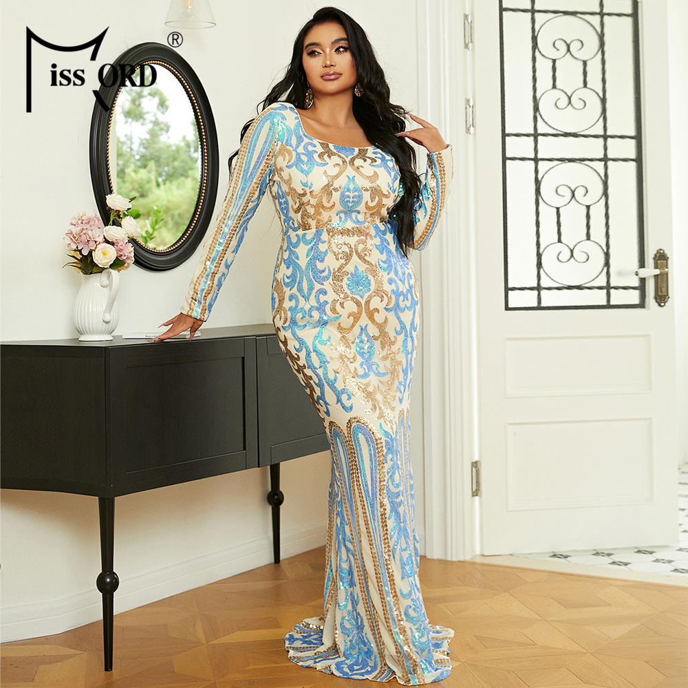 Plus Size Full Sleeve Mermaid Sequin Long Elegant Dresses Plus Size Full Sleeve Mermaid Sequin Long Elegant Dresses
